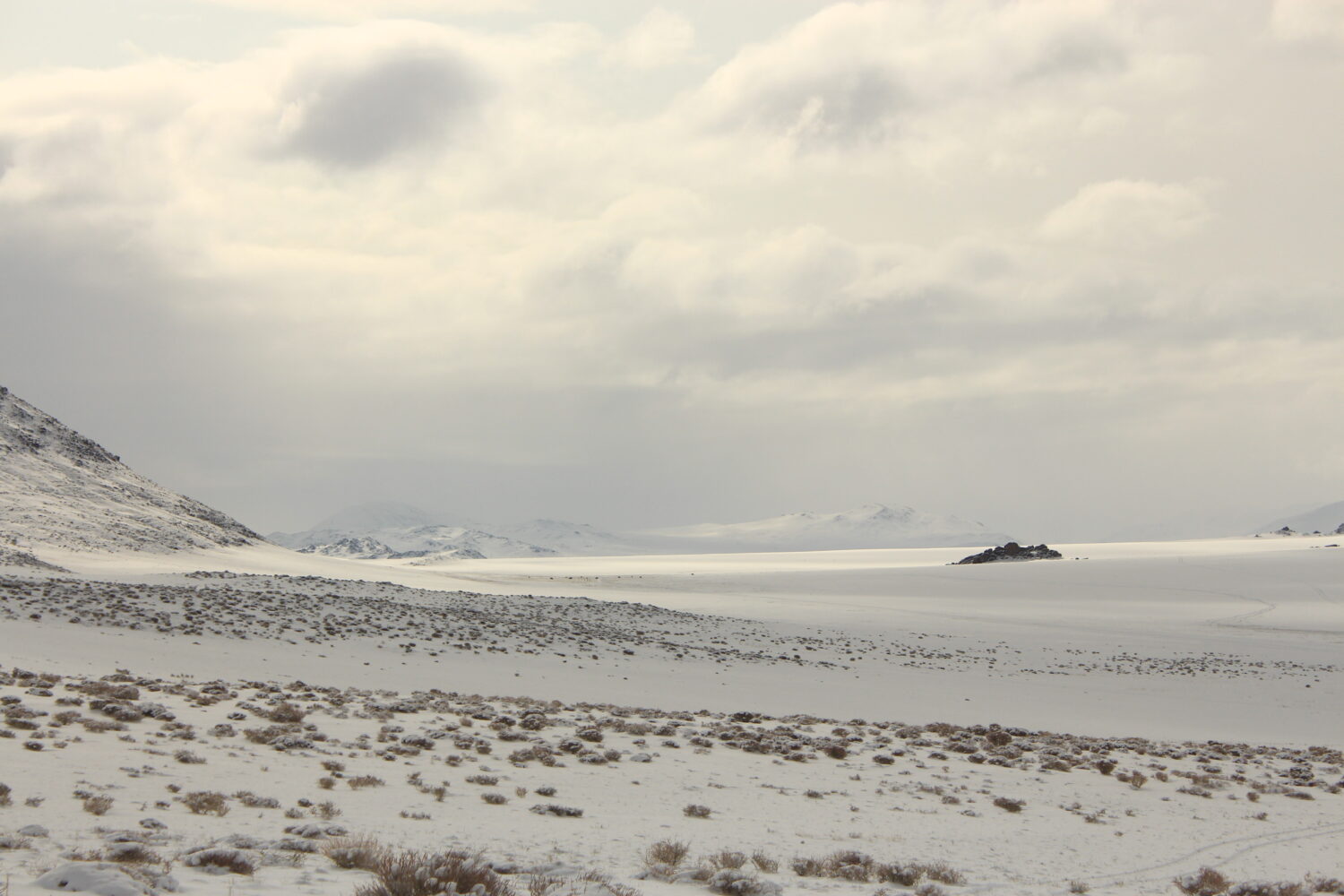 winter landscape in Altai Mountains in western mongolia in winter