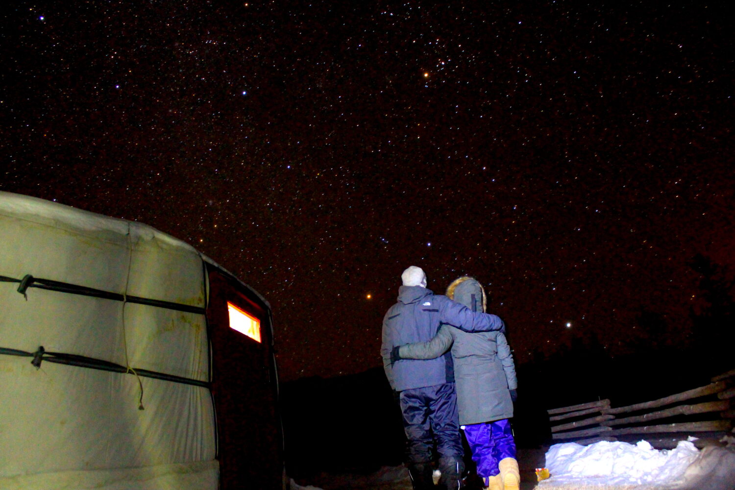 night sky, mongolian ger under the stars